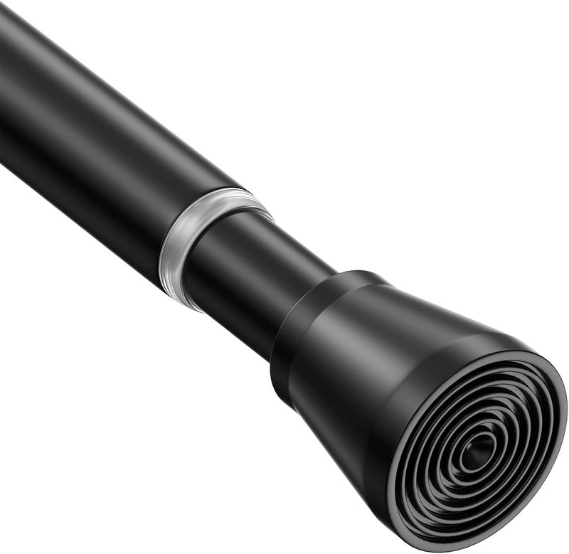 ZipGlo Tension Curtain Rod for Windows 28 to 48 Inch, Spring Loaded Curtain Rods Black Tension Rod No Drilling Small Shower Rod No Slip Spring Rods Adjustable Spring Curtain Rod - Image 1